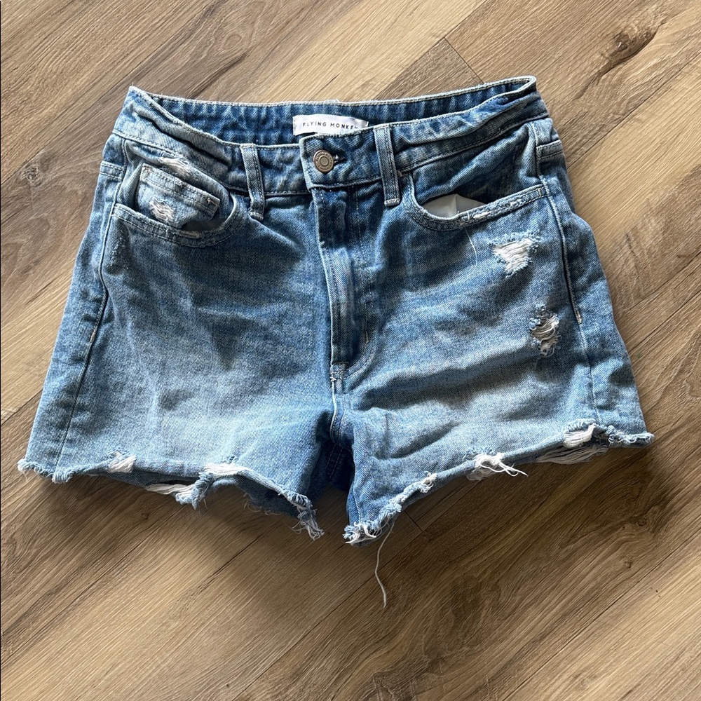 Flying Monkey Light Wash Distressed Denim Shorts